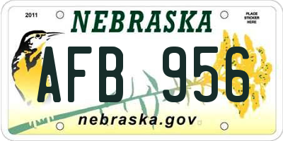 NE license plate AFB956