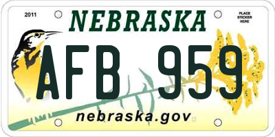 NE license plate AFB959