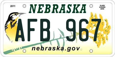 NE license plate AFB967