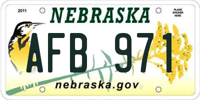 NE license plate AFB971