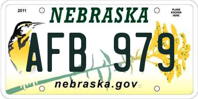 NE license plate AFB979