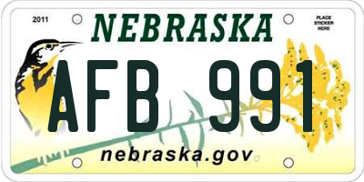 NE license plate AFB991