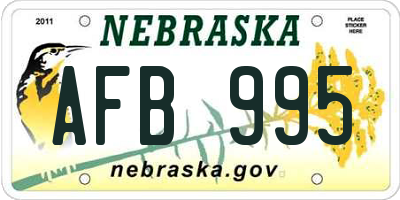 NE license plate AFB995