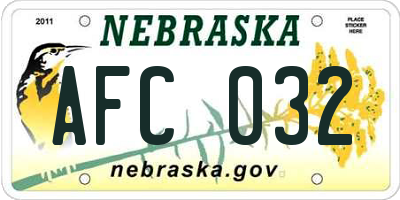 NE license plate AFC032