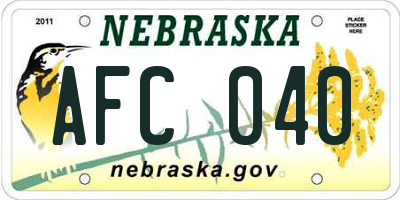 NE license plate AFC040