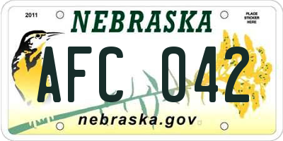 NE license plate AFC042
