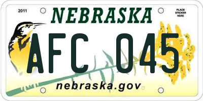 NE license plate AFC045