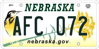 NE license plate AFC072