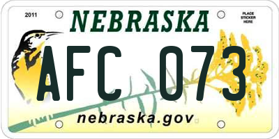 NE license plate AFC073