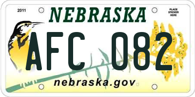NE license plate AFC082