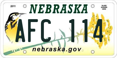 NE license plate AFC114