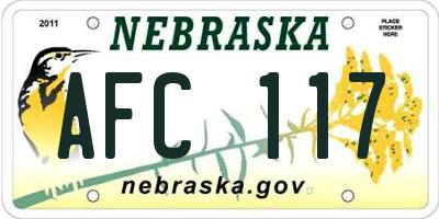 NE license plate AFC117