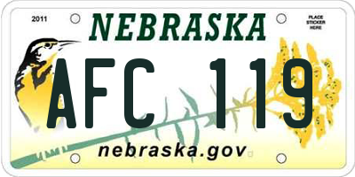 NE license plate AFC119