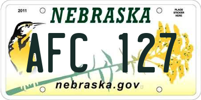NE license plate AFC127