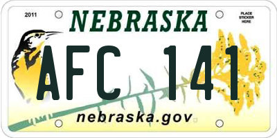 NE license plate AFC141