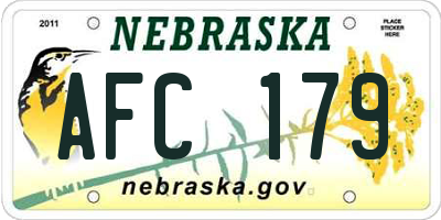 NE license plate AFC179