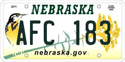 NE license plate AFC183