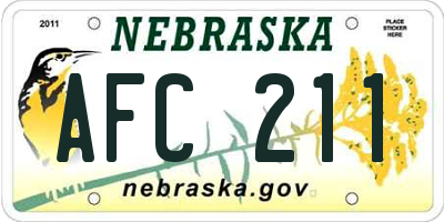 NE license plate AFC211