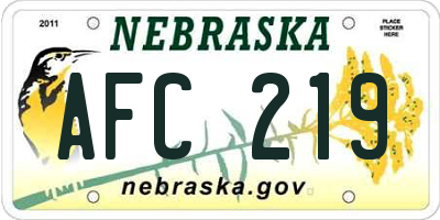 NE license plate AFC219