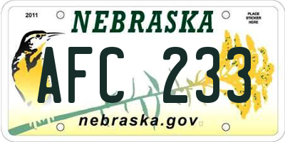 NE license plate AFC233