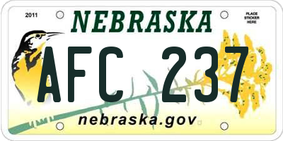 NE license plate AFC237