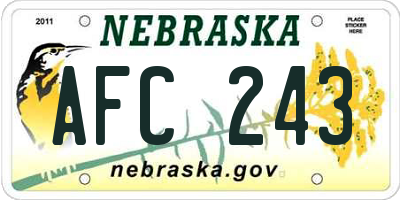 NE license plate AFC243