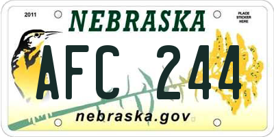 NE license plate AFC244