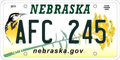 NE license plate AFC245