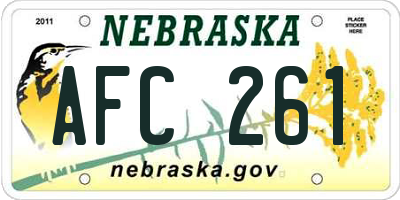 NE license plate AFC261