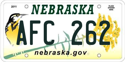 NE license plate AFC262