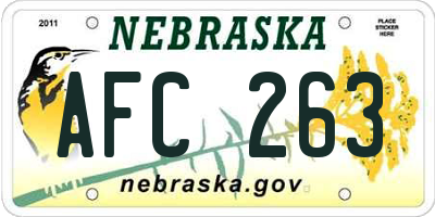 NE license plate AFC263