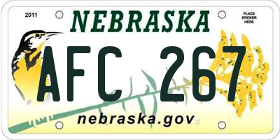 NE license plate AFC267