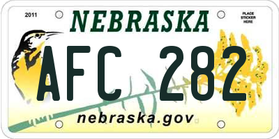 NE license plate AFC282