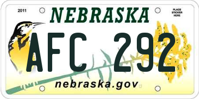 NE license plate AFC292