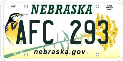 NE license plate AFC293