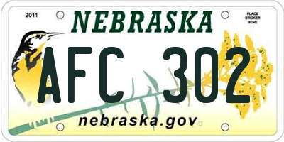 NE license plate AFC302