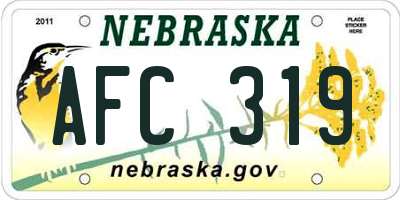 NE license plate AFC319