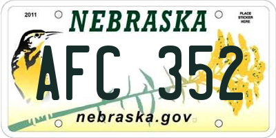 NE license plate AFC352