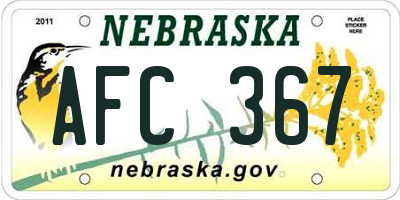 NE license plate AFC367