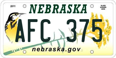 NE license plate AFC375