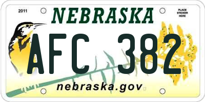 NE license plate AFC382