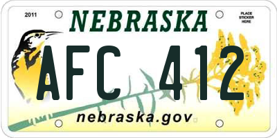 NE license plate AFC412