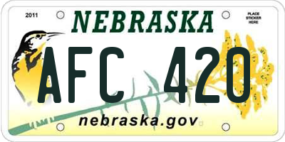 NE license plate AFC420