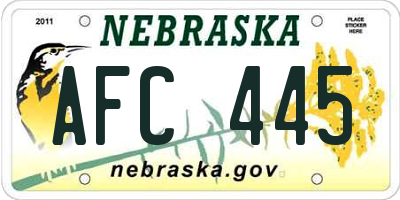NE license plate AFC445