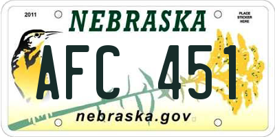 NE license plate AFC451