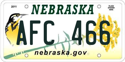 NE license plate AFC466