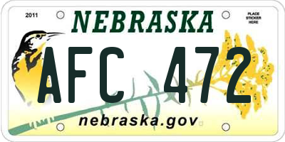 NE license plate AFC472