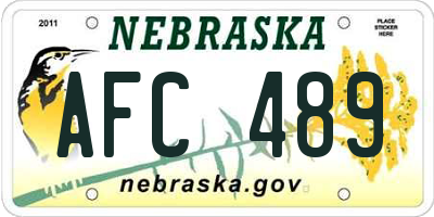 NE license plate AFC489
