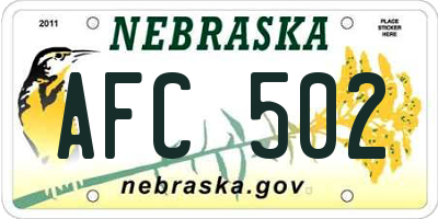 NE license plate AFC502
