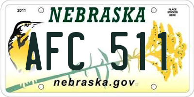 NE license plate AFC511